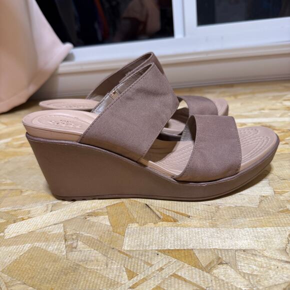 Crocs Leigh II Double Strap Wedge Sandals Size 9 - Picture 1 of 12